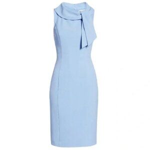 Harper Rose Powder Blue Sheath Dress – Sleeveless with Bow Neck, Like New